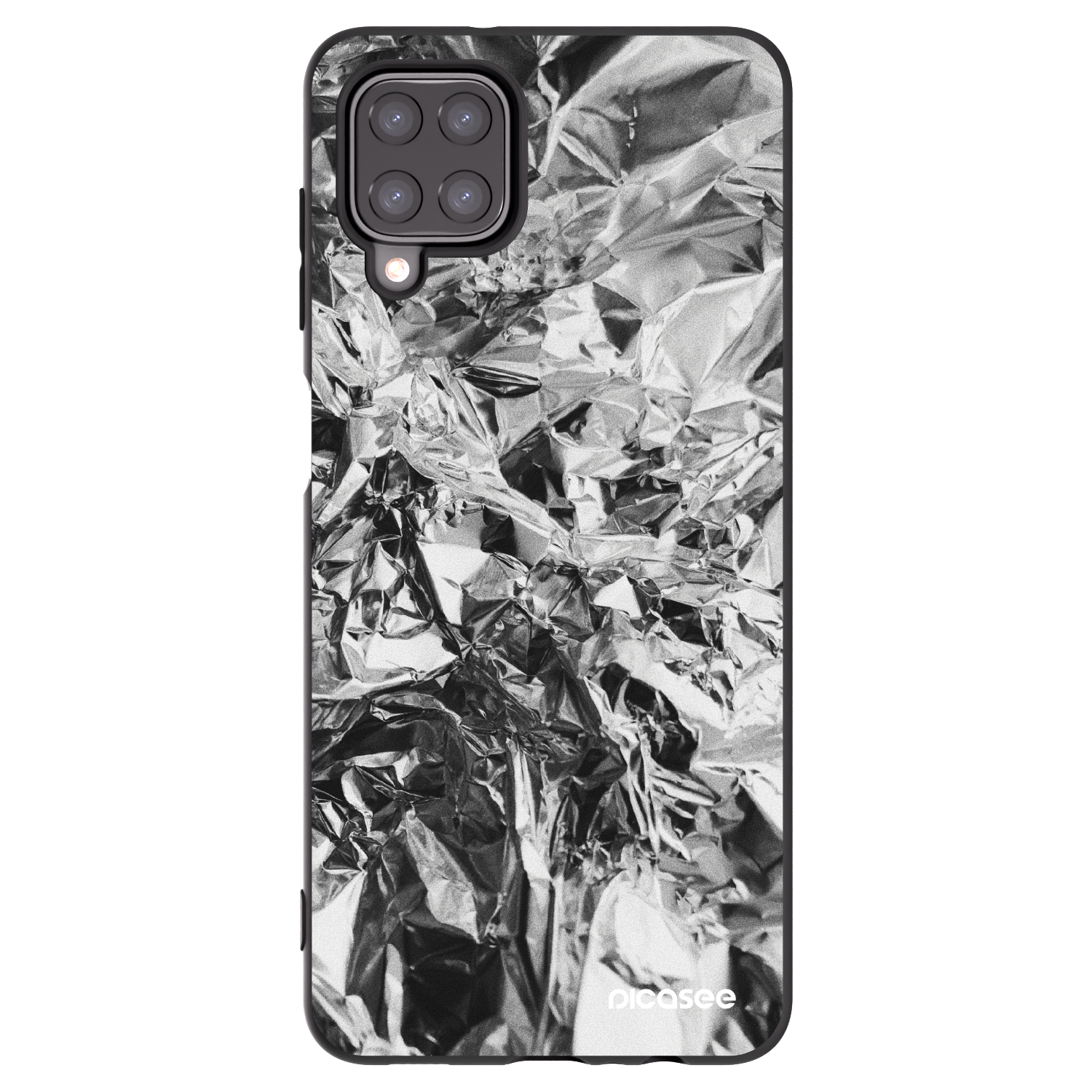 Picasee Samsung Galaxy A12 A125F Hülle - Schwarzes Silikon - Chrome