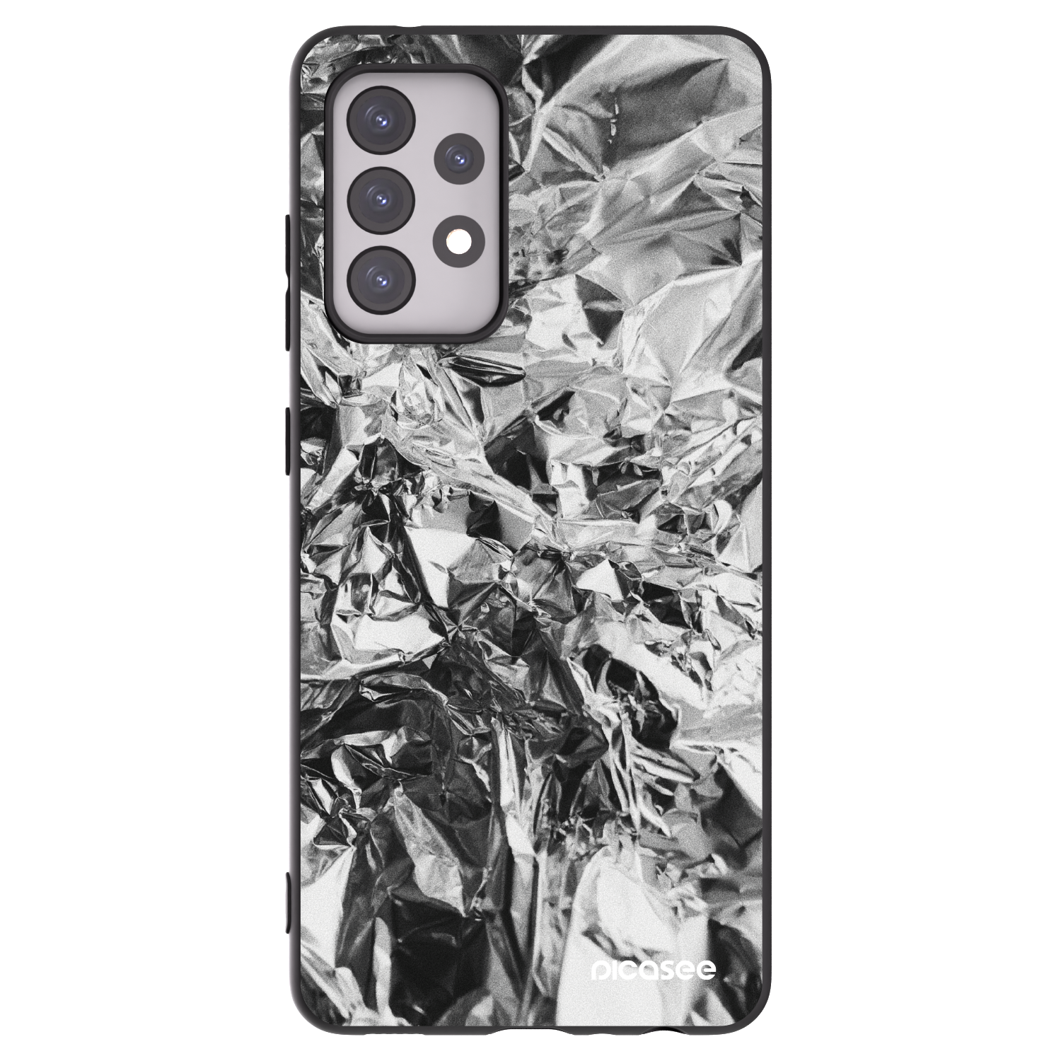 Picasee Samsung Galaxy A52 5G A525F Hülle - Schwarzes Silikon - Chrome