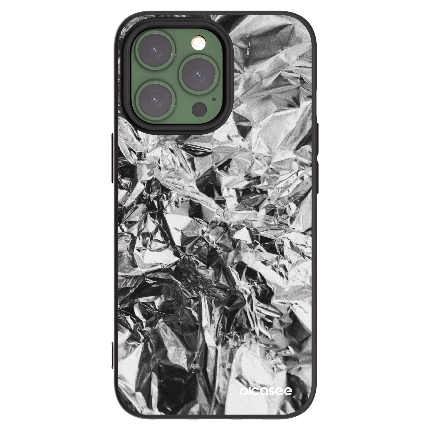 Picasee Apple iPhone 13 Pro Hülle - Schwarzes Silikon - Chrome