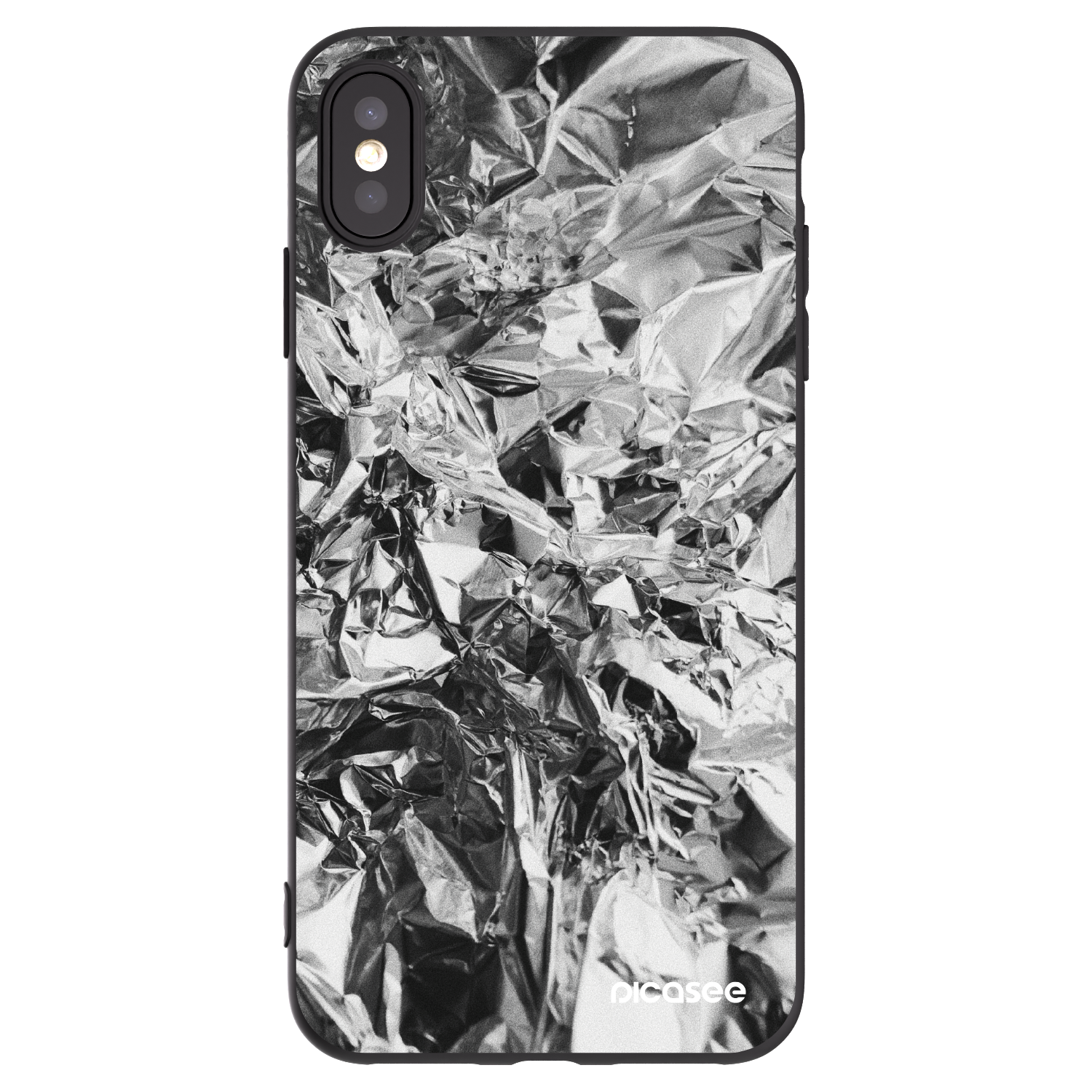 Picasee Apple iPhone XS Max Hülle - Schwarzes Silikon - Chrome