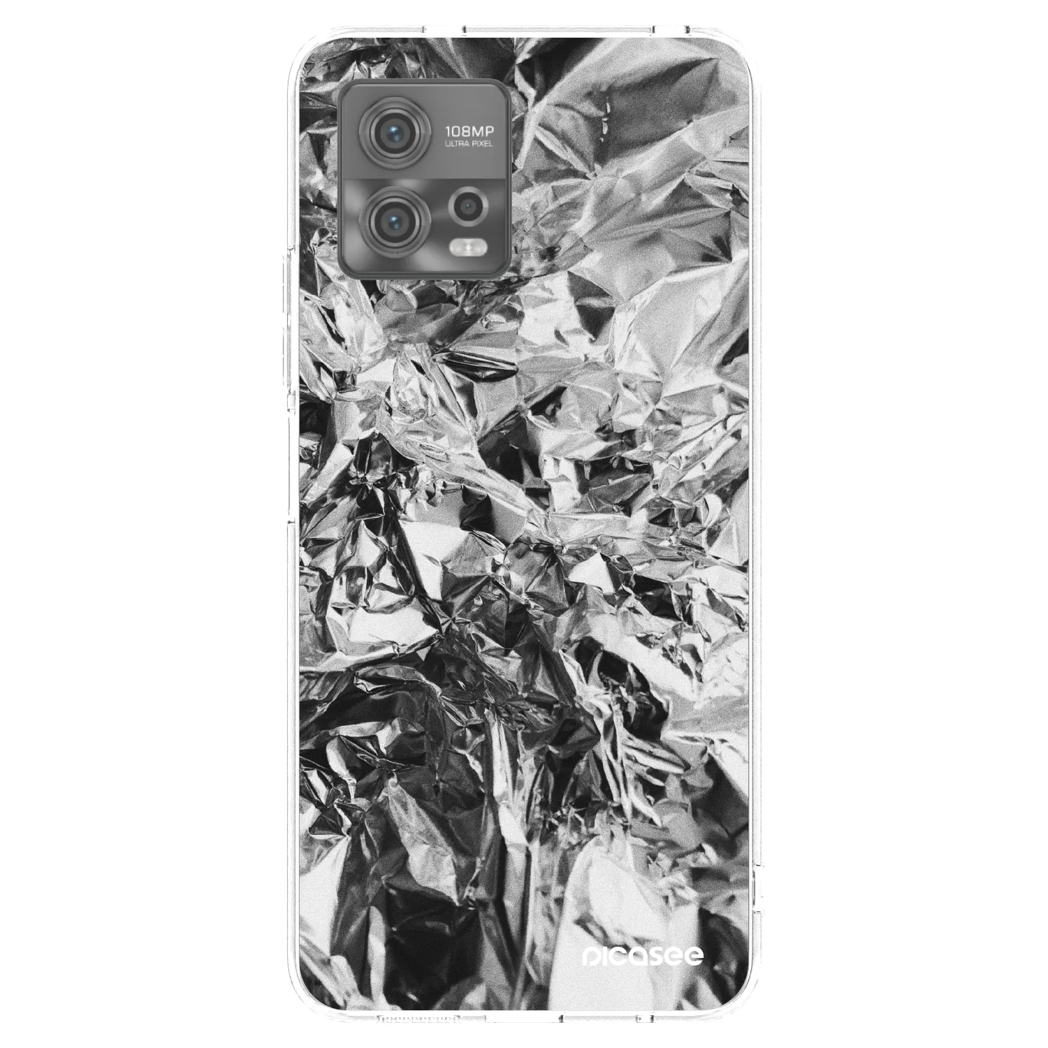 Picasee Motorola Moto G72 Hülle - Transparentes Silikon - Chrome