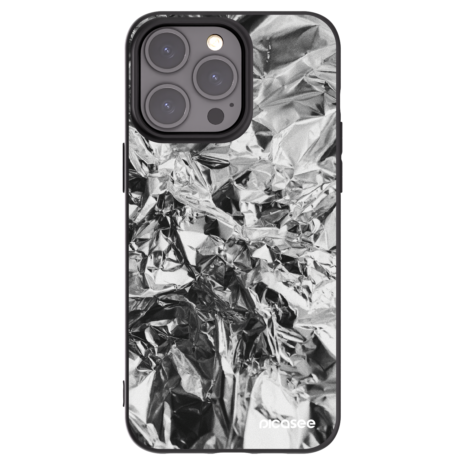 Picasee Apple iPhone 15 Pro Max Hülle - Schwarzes Silikon - Chrome