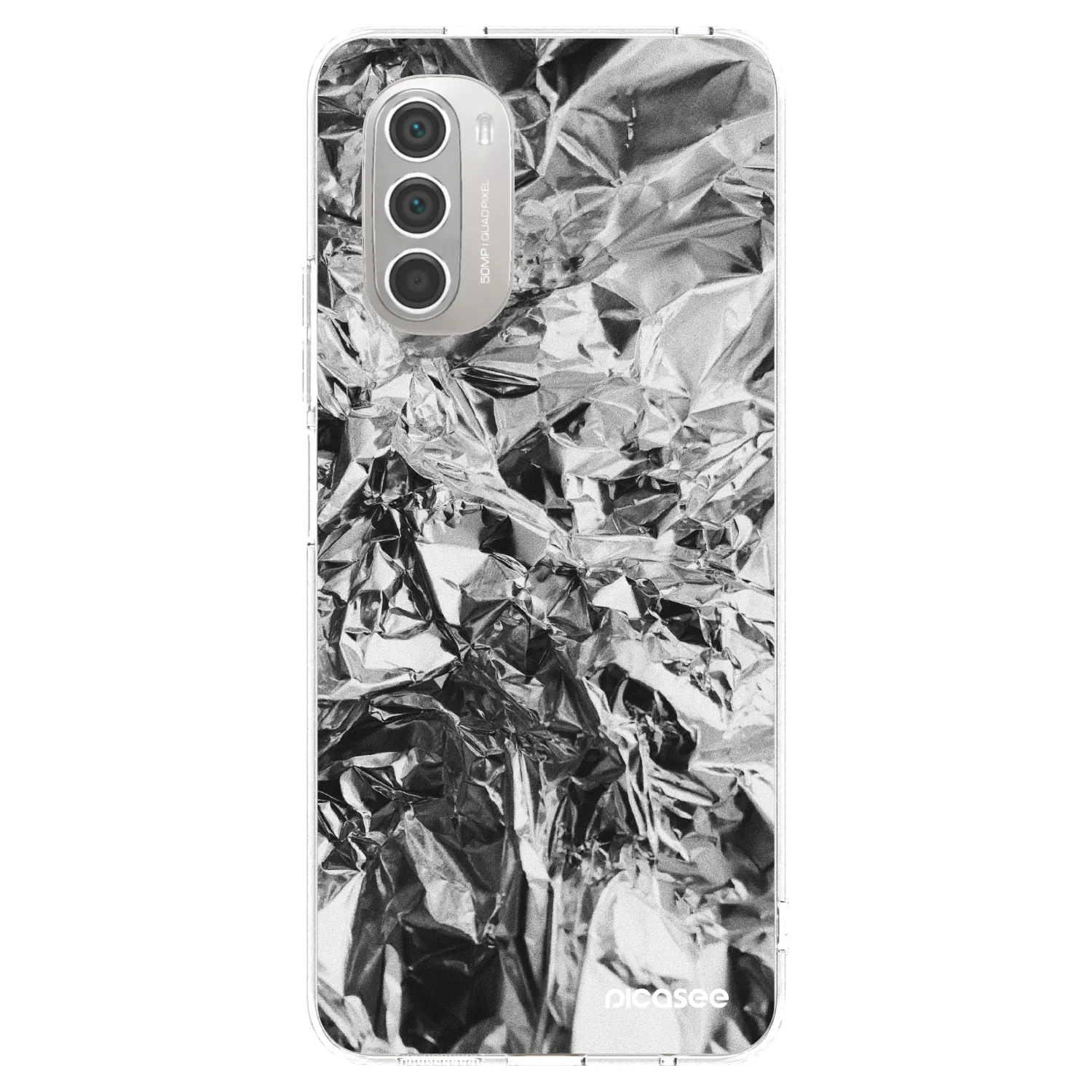 Picasee Motorola Moto G51 Hülle - Transparentes Silikon - Chrome