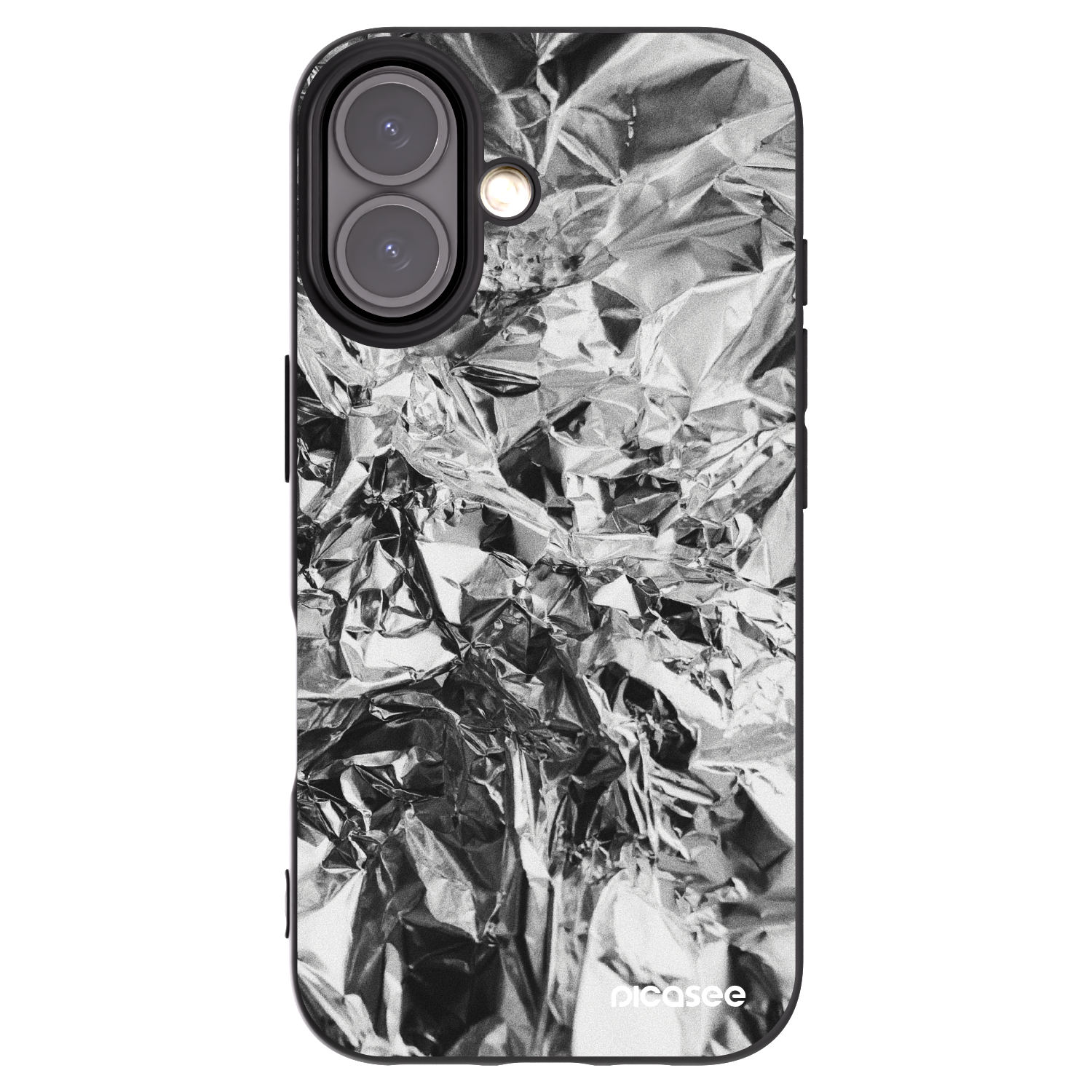 Picasee Apple iPhone 16 Hülle - Schwarzes Silikon - Chrome