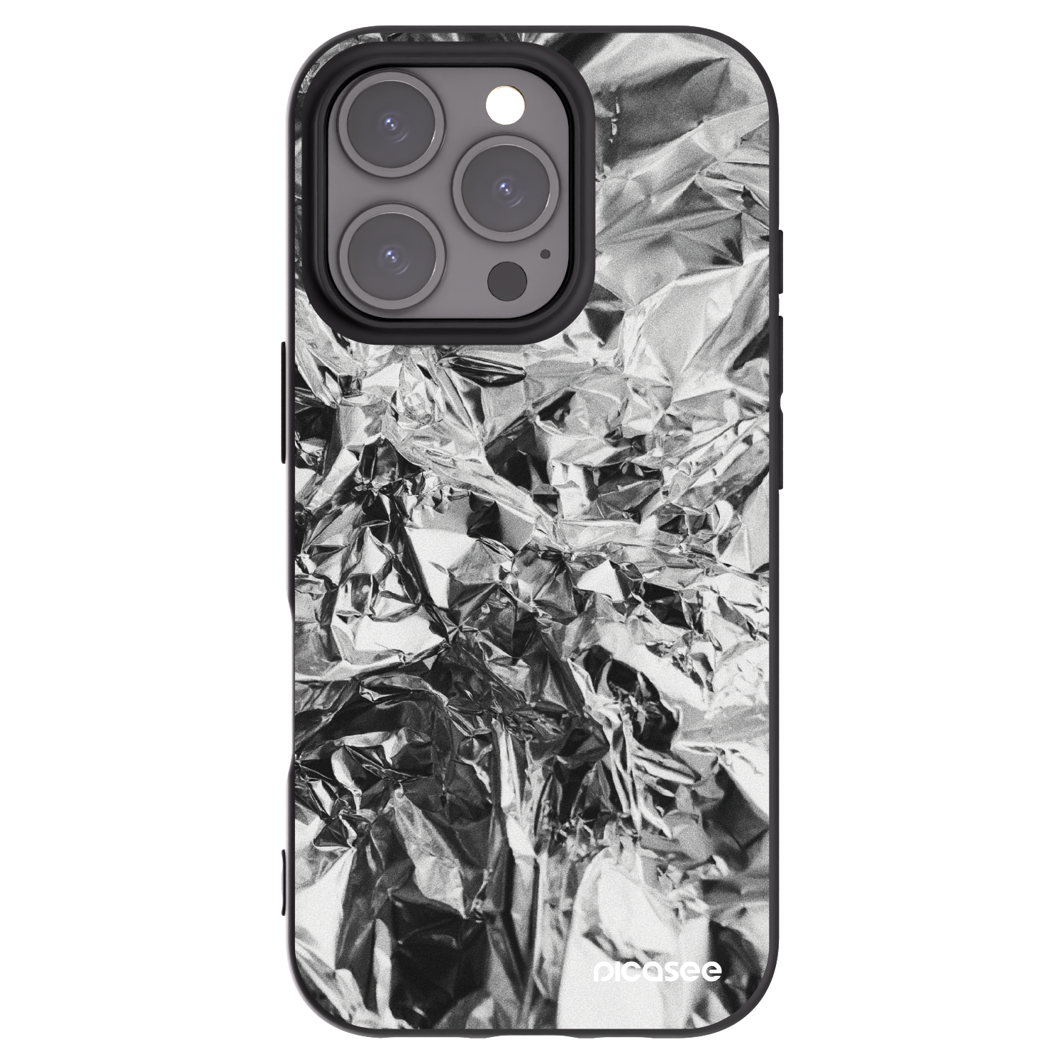 Picasee Apple iPhone 16 Pro Hülle - Schwarzes Silikon - Chrome
