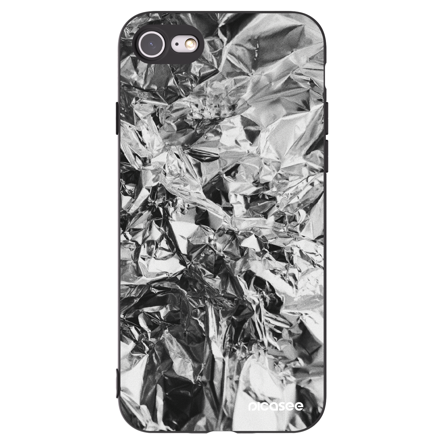 Picasee Apple iPhone 8 Hülle - Schwarzes Silikon - Chrome