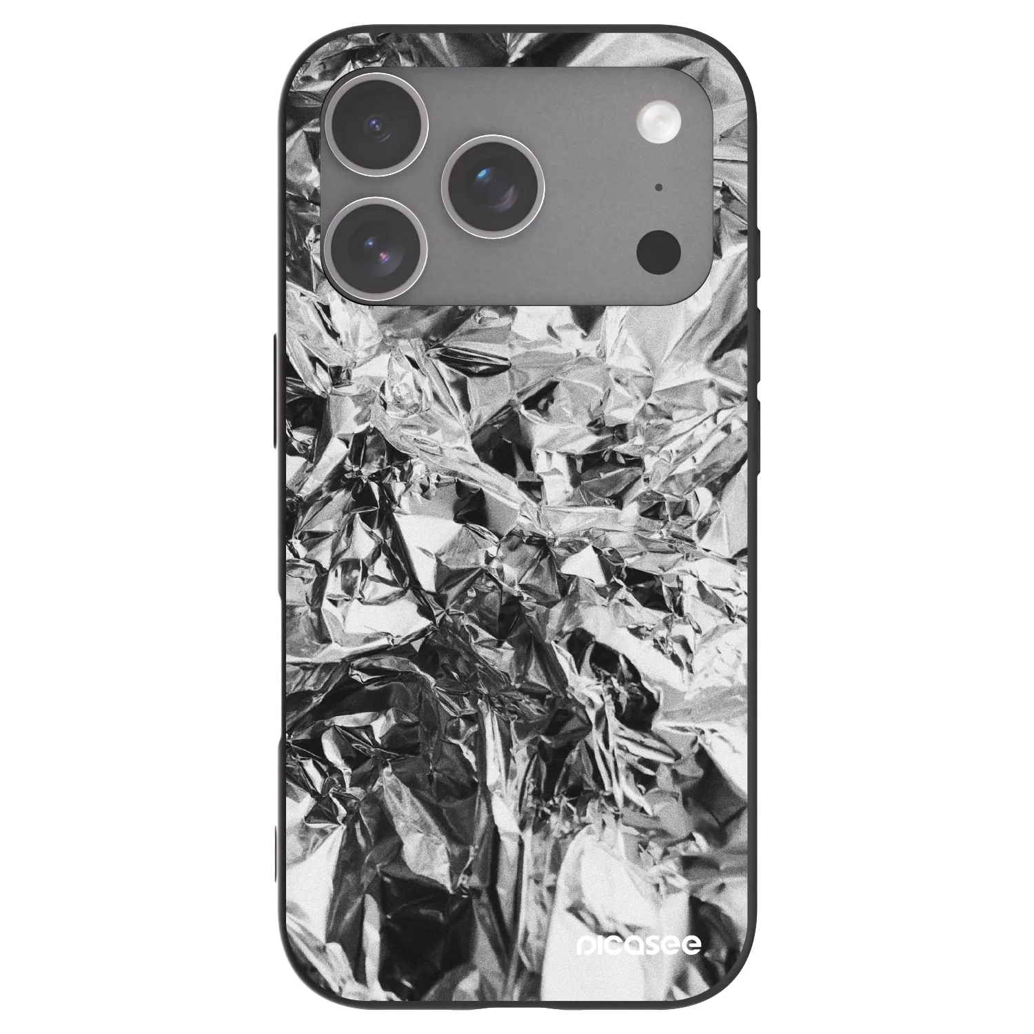 Picasee Apple iPhone 18 Pro Hülle - Schwarzes Silikon - Chrome