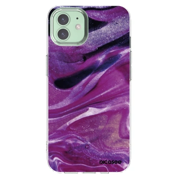 Picasee Apple iPhone 12 Hülle - Transparentes Silikon - Purple glitter