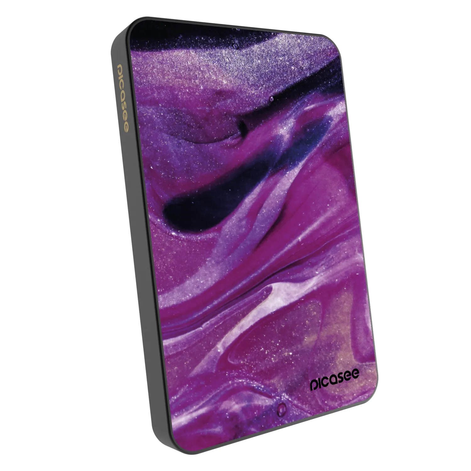 Picasee Powerbank mit MagSafe 5 000 mAh Grau - Purple glitter