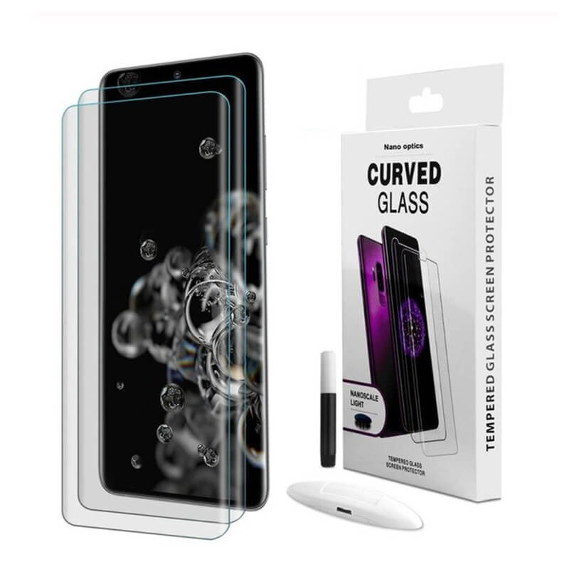 3x Picasee 3D UV gebogenes Schutzglas für Samsung Galaxy S20 Ultra 5G G988F - 2+1 gratis