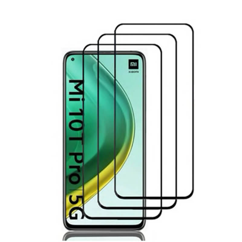 3x Gehärtetes 3D Schutzglas Mit Rahmen Für Xiaomi Mi 10T Pro - Schwarz - 2+1 Gratis