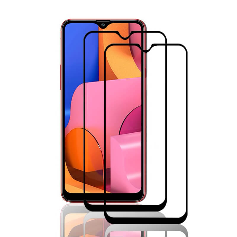 3x Gehärtetes 3D Schutzglas Mit Rahmen Für Samsung Galaxy A20s - Schwarz - 2+1 Gratis