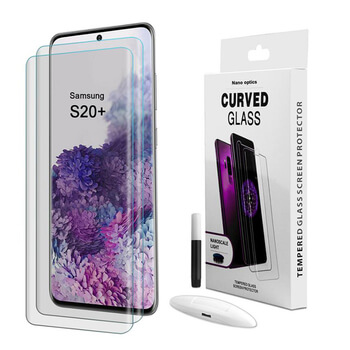 3x Picasee 3D UV gebogenes Schutzglas für Samsung Galaxy S20+ G985F - 2+1 gratis