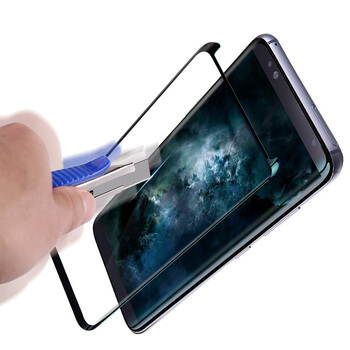3x Picasee gehärtetes 3D Schutzglas für Samsung Galaxy S8 G950F - schwarz - 2+1 gratis