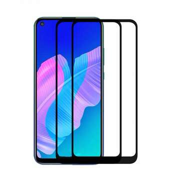 3x gehärtetes 3D Schutzglas mit Rahmen für Huawei P40 Lite E - schwarz - 2+1 gratis