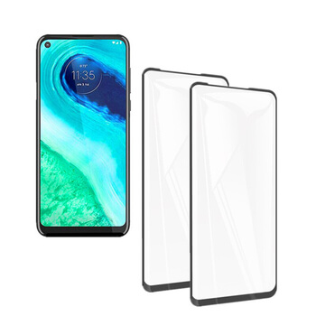 3x gehärtetes 3D Schutzglas mit Rahmen für Motorola Moto G8 - schwarz - 2+1 gratis