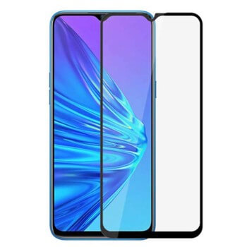 3x Picasee gehärtetes 3D Schutzglas mit Rahmen für Realme 5 - schwarz - 2+1 gratis