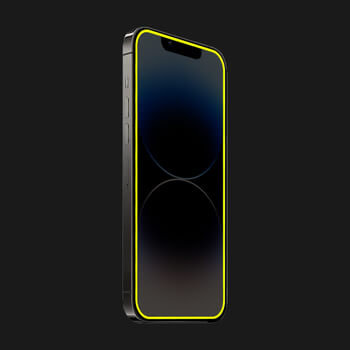 Picasee Gehärtetes Schutzglas mit einem im Dunkeln leuchtenden Rahmen für Apple iPhone 12 - Gelb