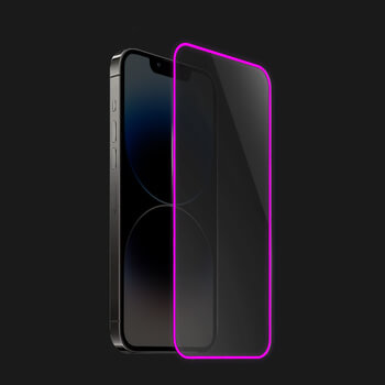 Picasee Gehärtetes Schutzglas mit einem im Dunkeln leuchtenden Rahmen für Apple iPhone 12 Pro - Rosa