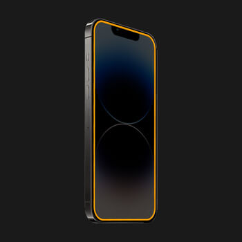 Picasee Gehärtetes Schutzglas mit einem im Dunkeln leuchtenden Rahmen für Apple iPhone 12 - Orange