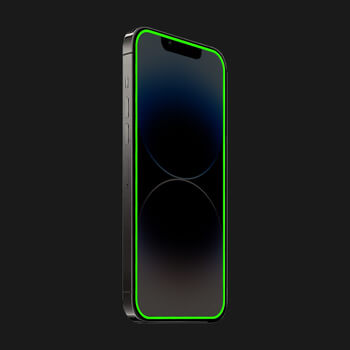Picasee Gehärtetes Schutzglas mit einem im Dunkeln leuchtenden Rahmen für Apple iPhone 12 - Grünn