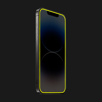 Picasee Gehärtetes Schutzglas mit einem im Dunkeln leuchtenden Rahmen für Apple iPhone 12 mini - Gelb