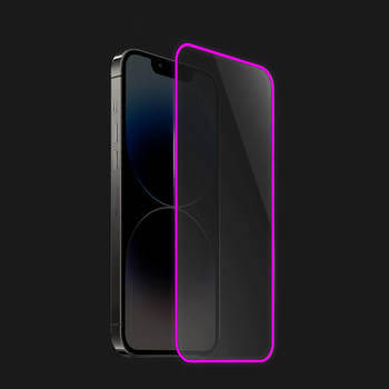 Picasee Gehärtetes Schutzglas mit einem im Dunkeln leuchtenden Rahmen für Apple iPhone 15 Pro - Rosa