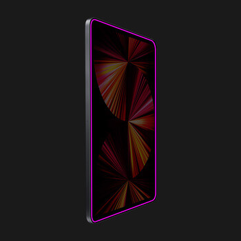 3x Picasee Gehärtetes Schutzglas mit einem im Dunkeln leuchtenden Rahmen für das Tablet für Apple iPad Pro 11" 2021 (3.gen) - Rosa