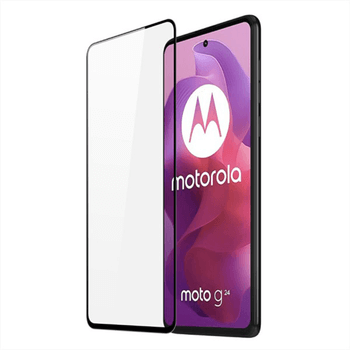 Gehärtetes 3D Schutzglas mit Rahmen für Motorola Moto G24 - schwarz