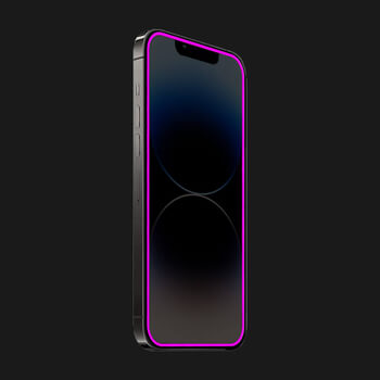 Picasee Gehärtetes Schutzglas mit einem im Dunkeln leuchtenden Rahmen für Apple iPhone 16 Plus - Rosa