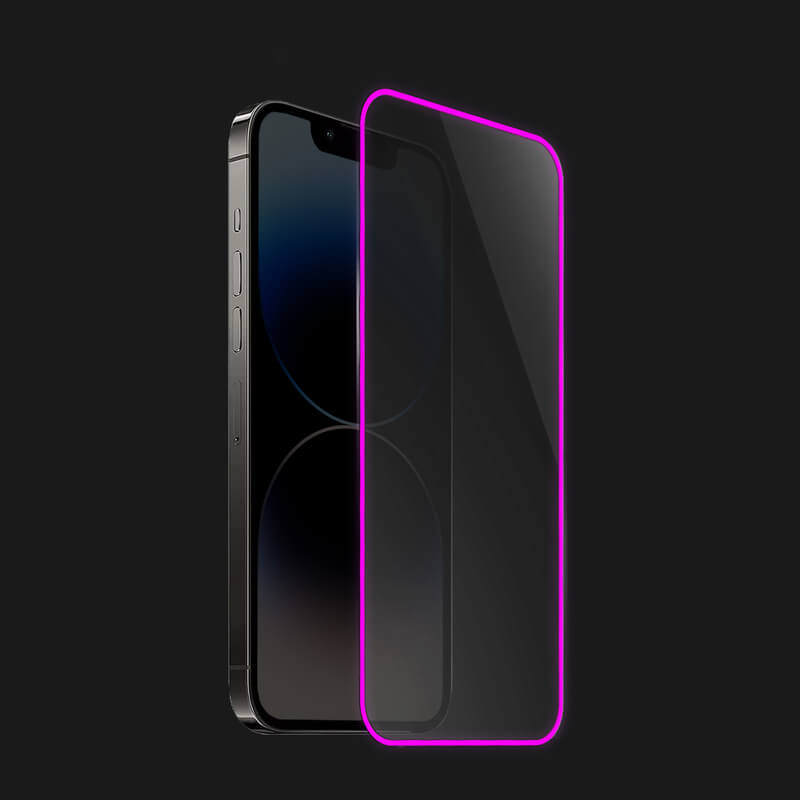3x Picasee Gehärtetes Schutzglas mit einem im Dunkeln leuchtenden Rahmen für Apple iPhone 12 - Rosa