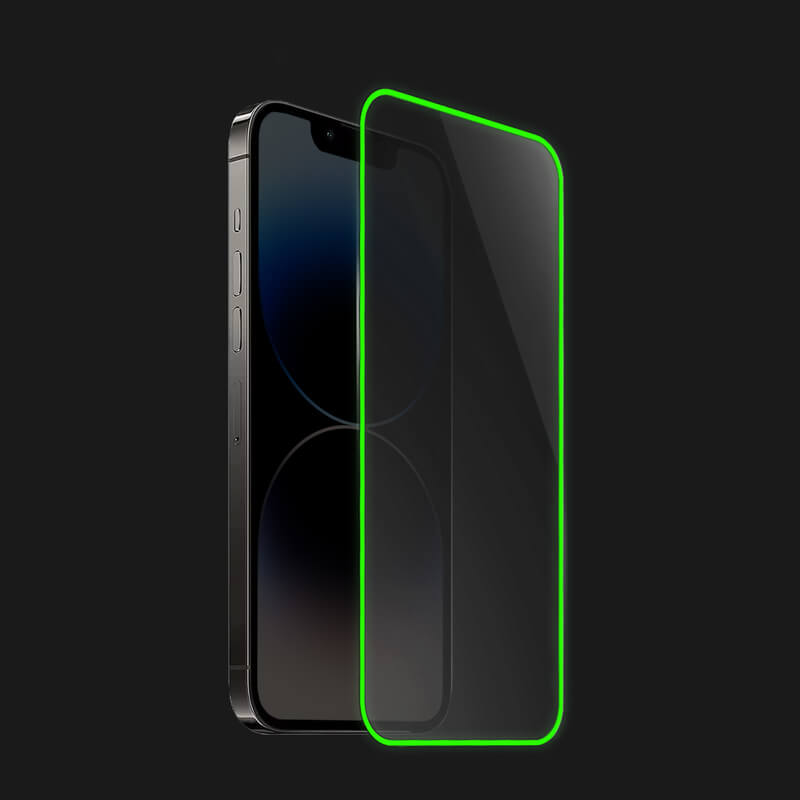 Picasee Gehärtetes Schutzglas mit einem im Dunkeln leuchtenden Rahmen für Apple iPhone SE 2020 - Grünn